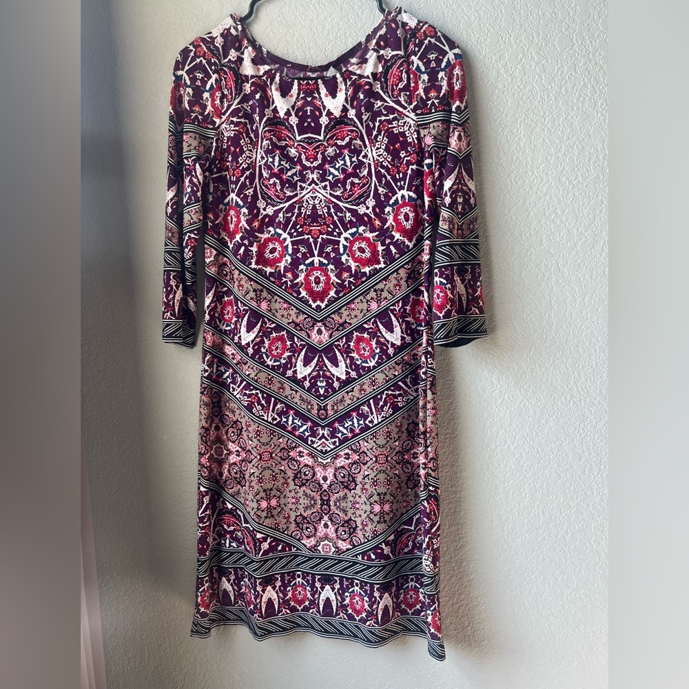 Wisp Anaisley Jersey Like Dress Size 2 Petite 3/4 Sleeve Stitch Fix Geometric